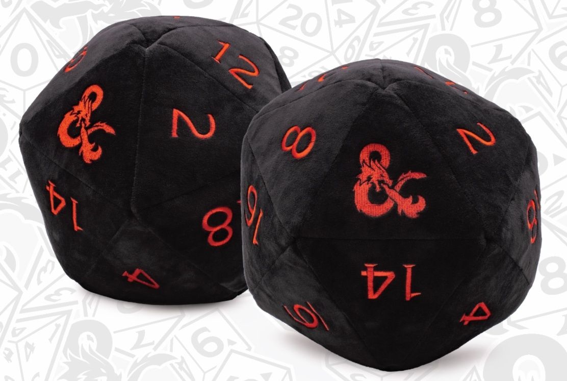 D&D Jumbo D20 Dice Plush Black and Red