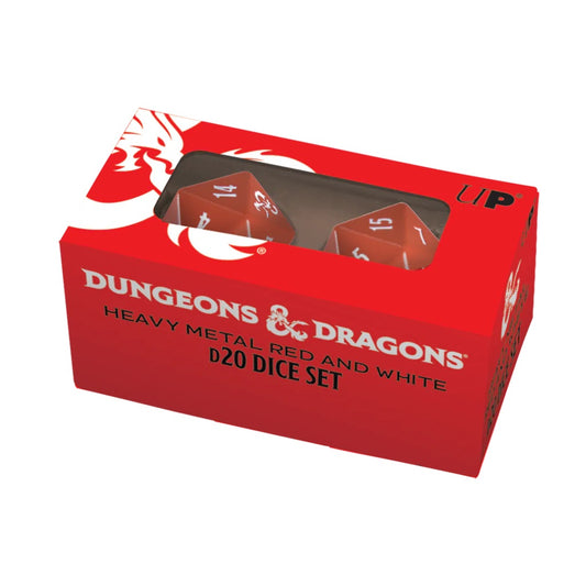 D&D Heavy Metal D20 Red and White Dice Set (2)