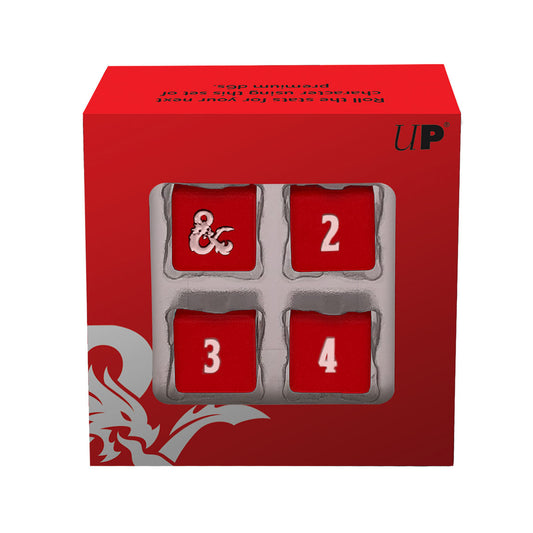 D&D Heavy Metal D6 Red and White Deluxe Dice Set (4)