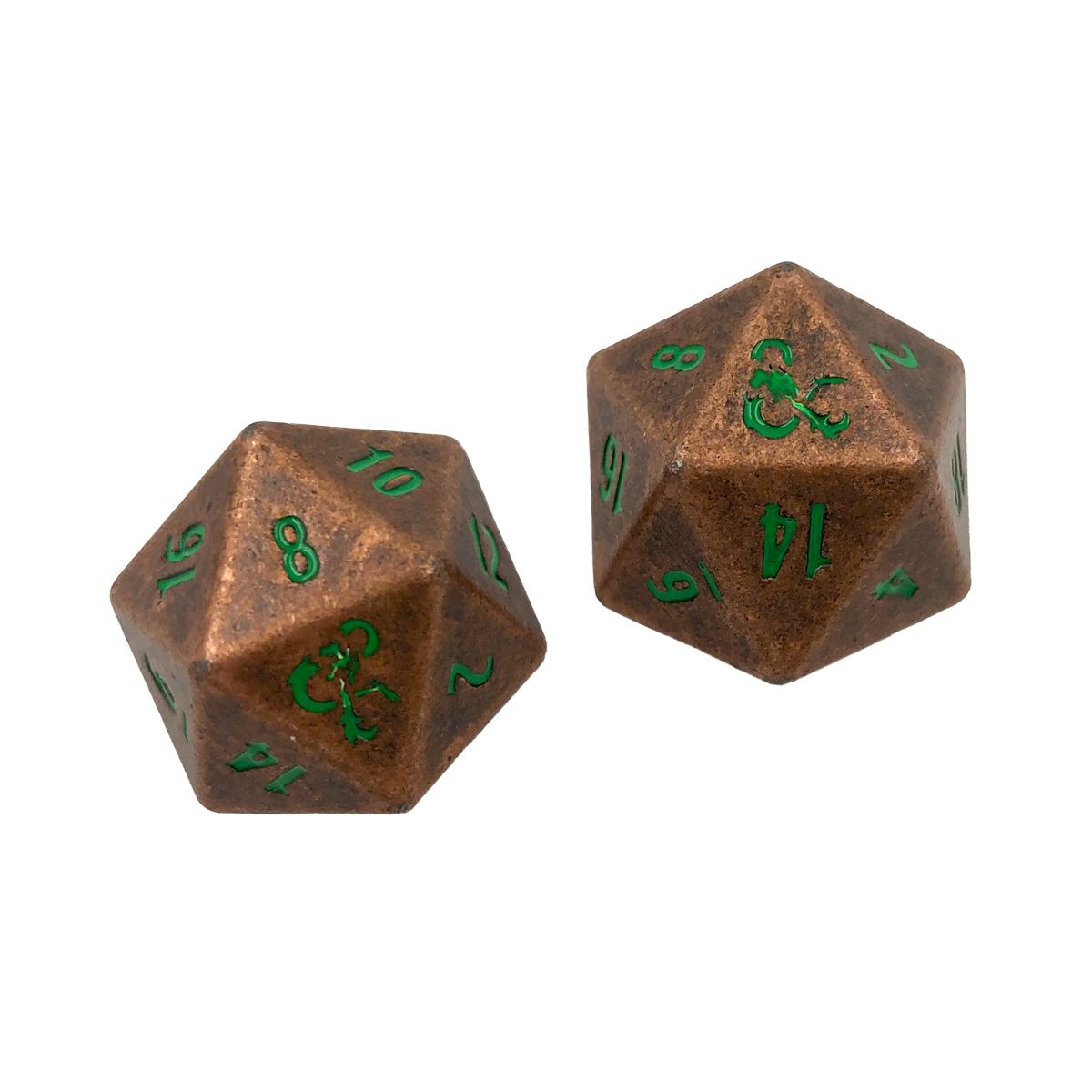 D&D Heavy Metal D20 Feywild Copper and Green Dice Set (2)