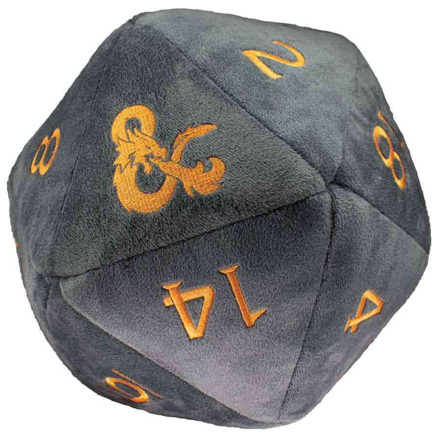 D&D Jumbo D20 Dice Plush Realmspace Grey and Orange