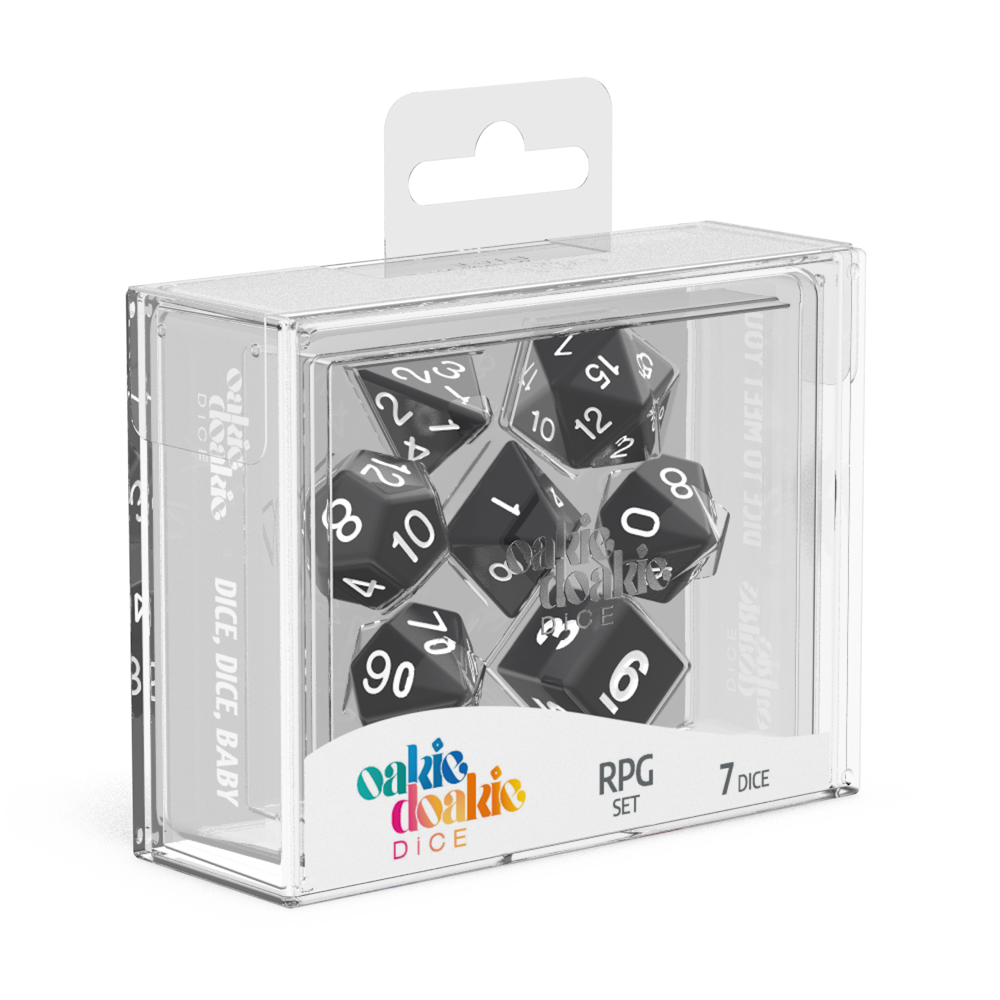 Oakie Doakie Dice RPG Set Solid - Black (7)