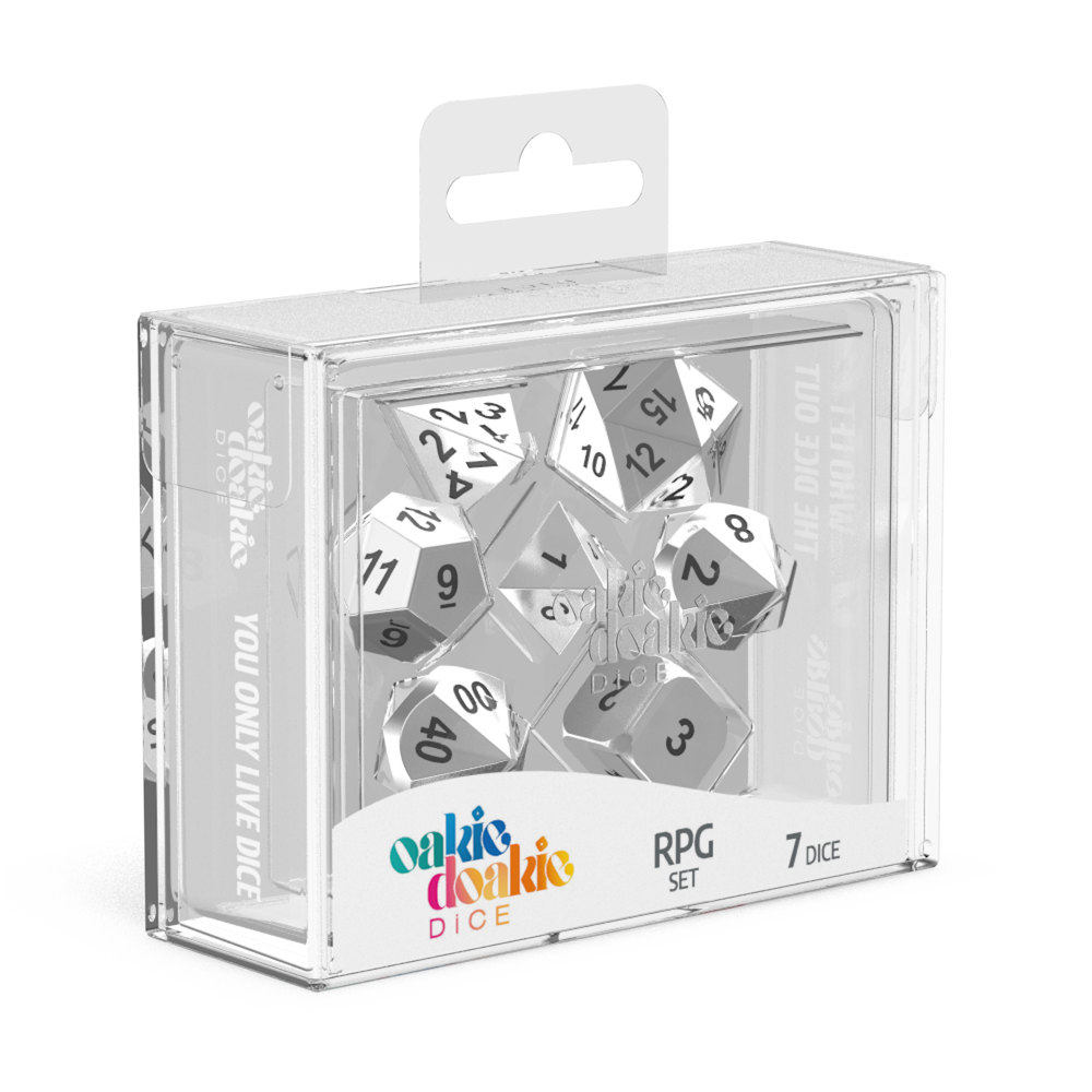 Oakie Doakie Dice RPG Set Metal Dice - Mercury (7)