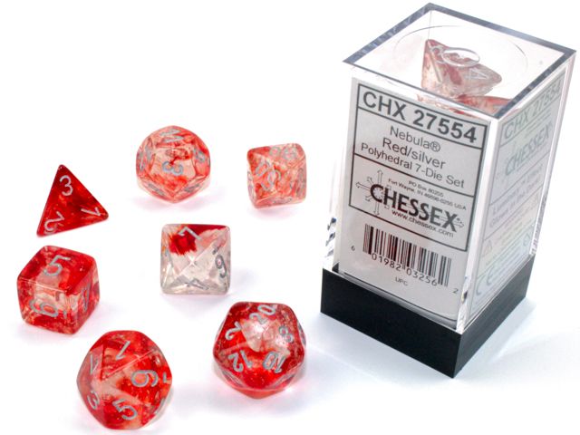 CHX 27554 Nebula Polyhedral Red/Silver Luminary 7-Die Set
