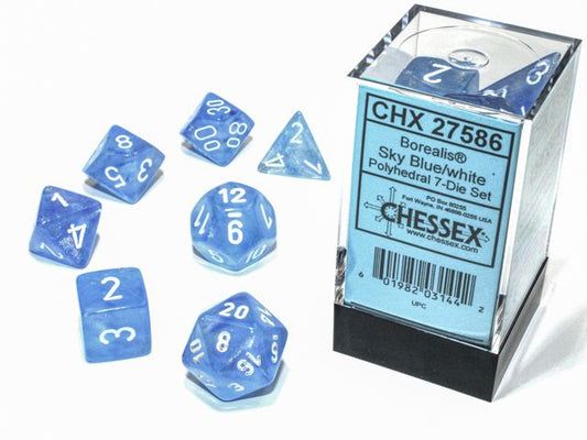 CHX 27586 Borealis Polyhedral Sky Blue/White Luminary 7-Die Set