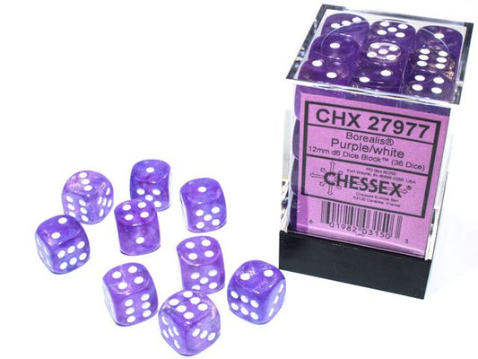 CHX 27977 Borealis 12mm d6 Purple/white Luminary Block (36)