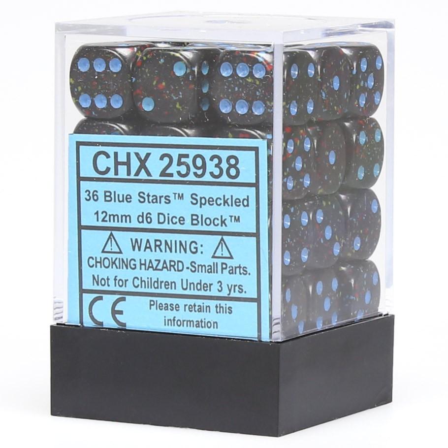 CHX 25938 Speckled 12mm d6 Blue Stars Block (36)