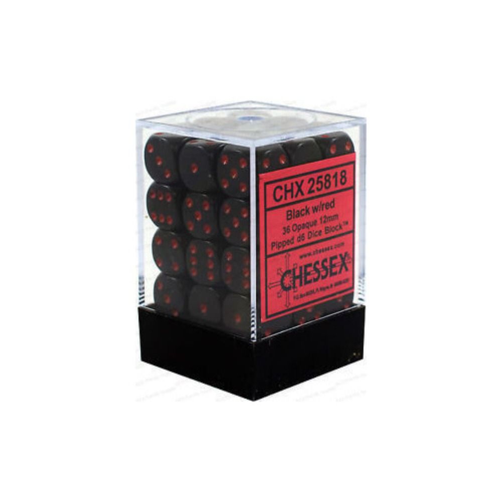 CHX 25818 Opaque 12mm d6 Black/red Block (36)