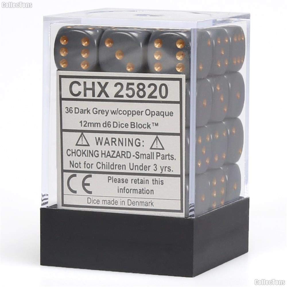 CHX 25820 Opaque 12mm d6 Dark Grey/Copper Block (36)