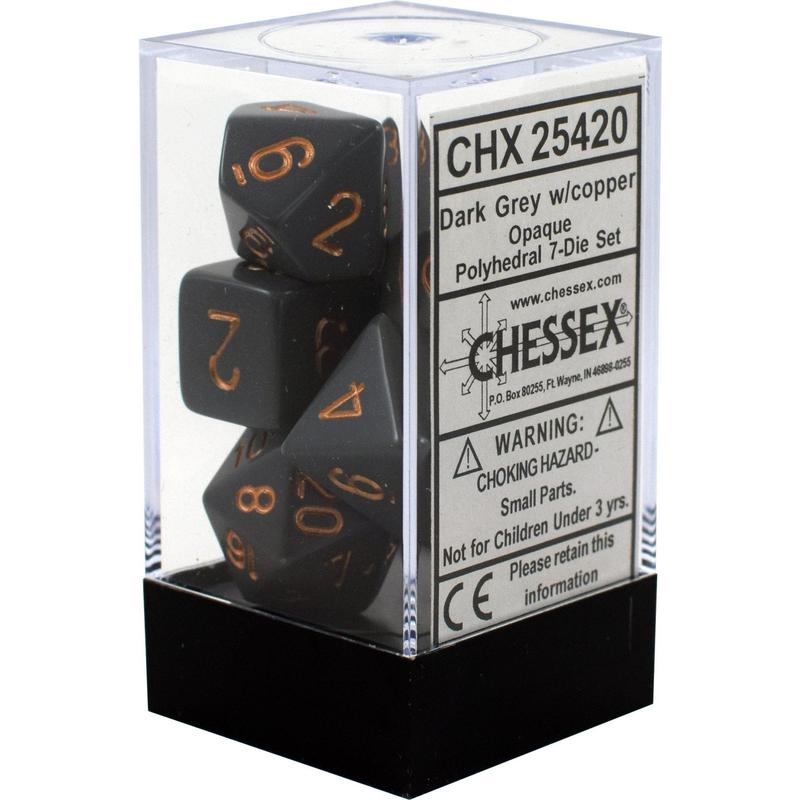CHX 25420 Opaque Polyhedral Dark Grey/Copper 7-Die Set