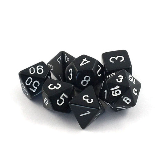 CHX 25408 Opaque Polyhedral Black/white 7-Die Set