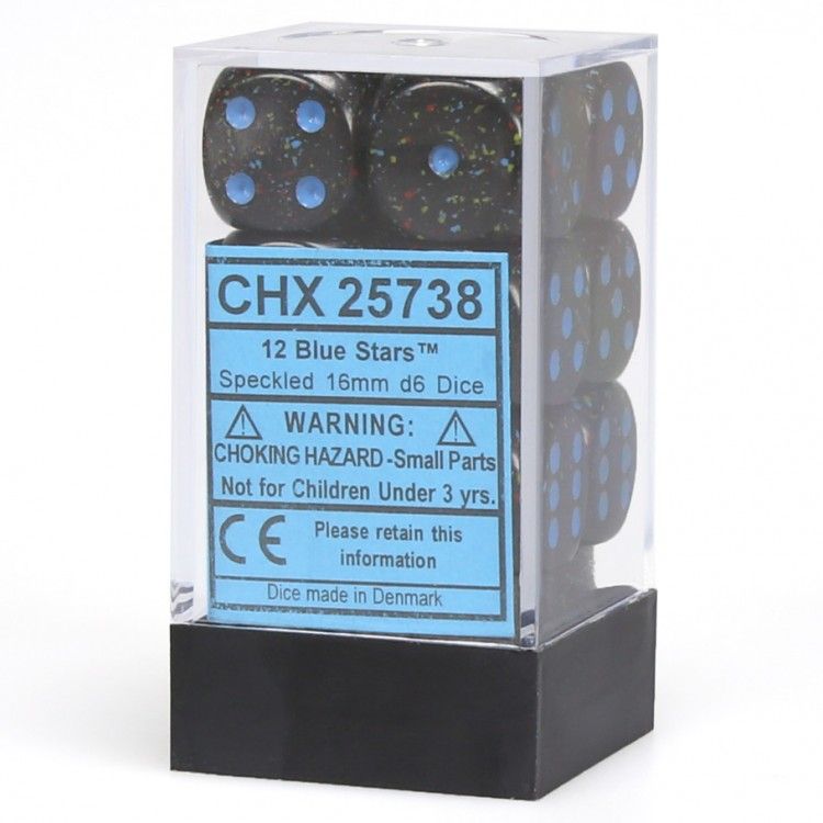 CHX 25738 Speckled 16mm d6 Blue Stars Block (12)