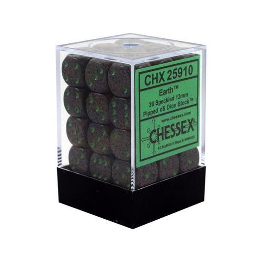 CHX 25910 Speckled 12mm d6 Earth Block (36)