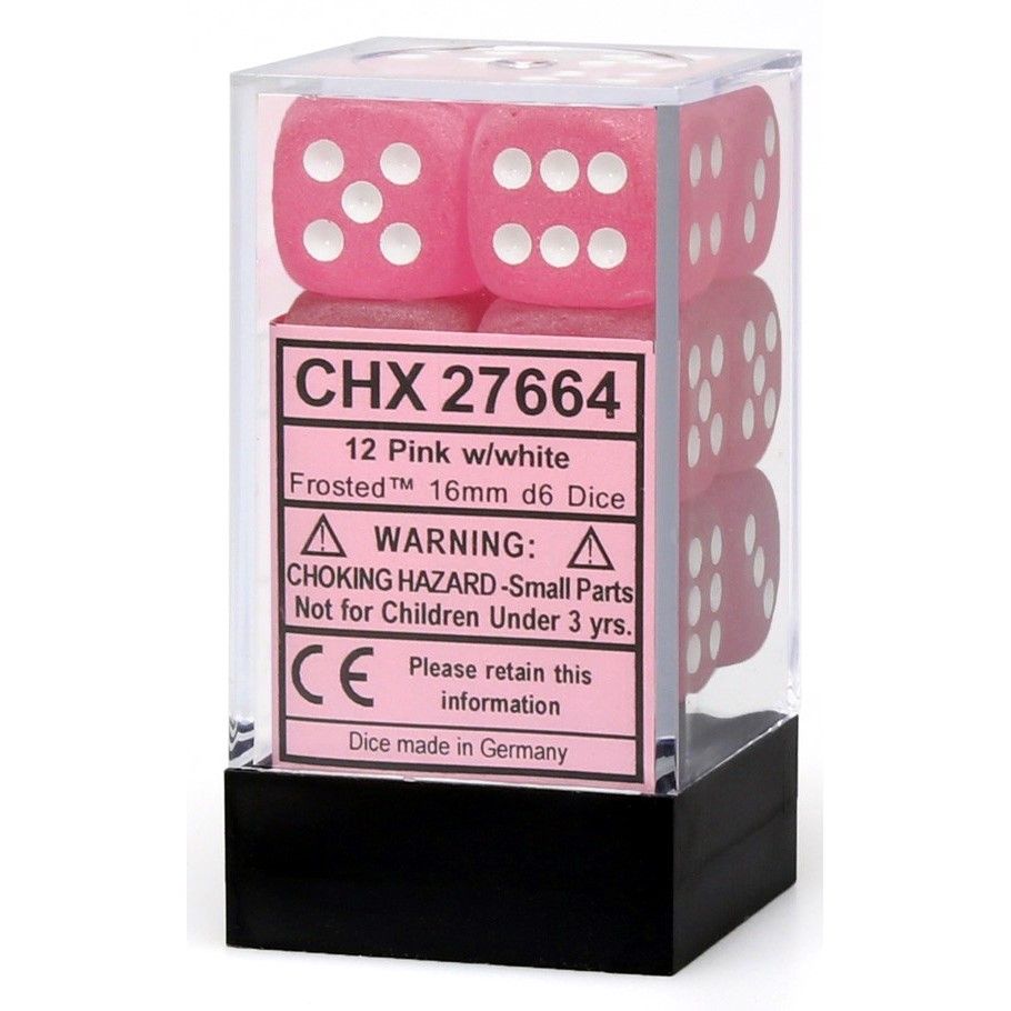CHX 27664 Frosted 16mm d6 Pink/White Block (12)