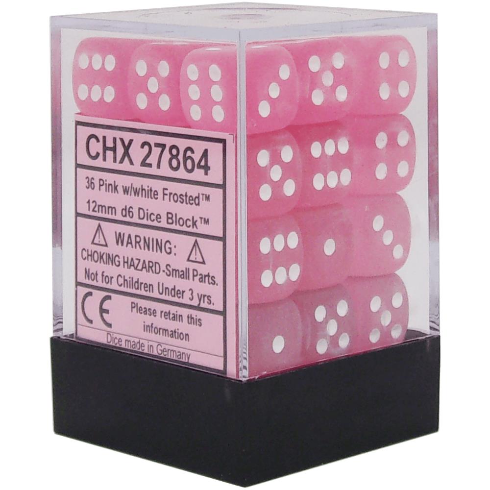 CHX 27864 Frosted 12mm d6 Pink/White Block (36)