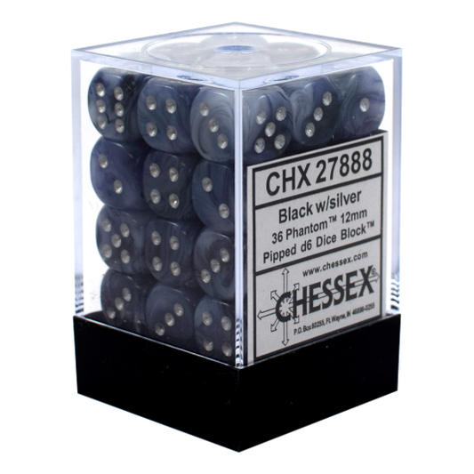 CHX 27888 Phantom 12mm d6 Black/Silver Block (36)