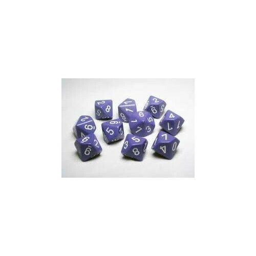 CHX 26207 Opaque Purple/White Set of Ten d10s