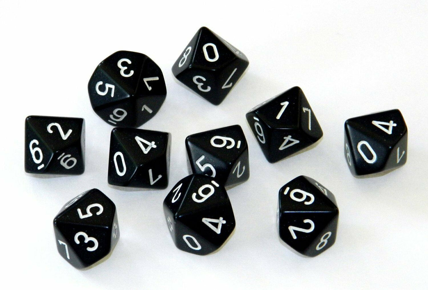 CHX 26208 Opaque Black/White Set of Ten d10s