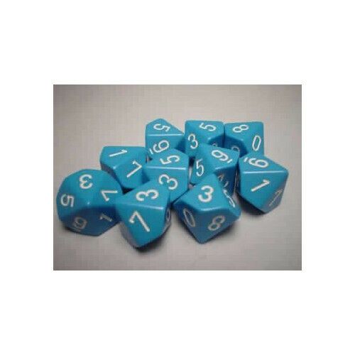 CHX 26216 Opaque Light Blue/White Set of Ten d10s