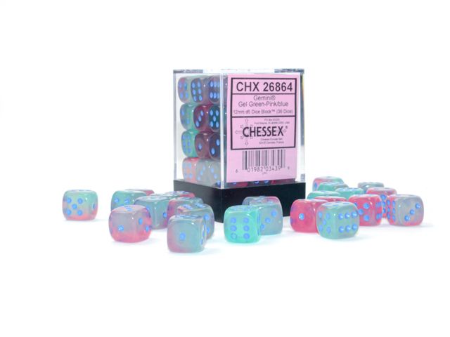 CHX 26864 Gemini 12mm d6 Gel Green-Pink/Blue Luminary Block (36)