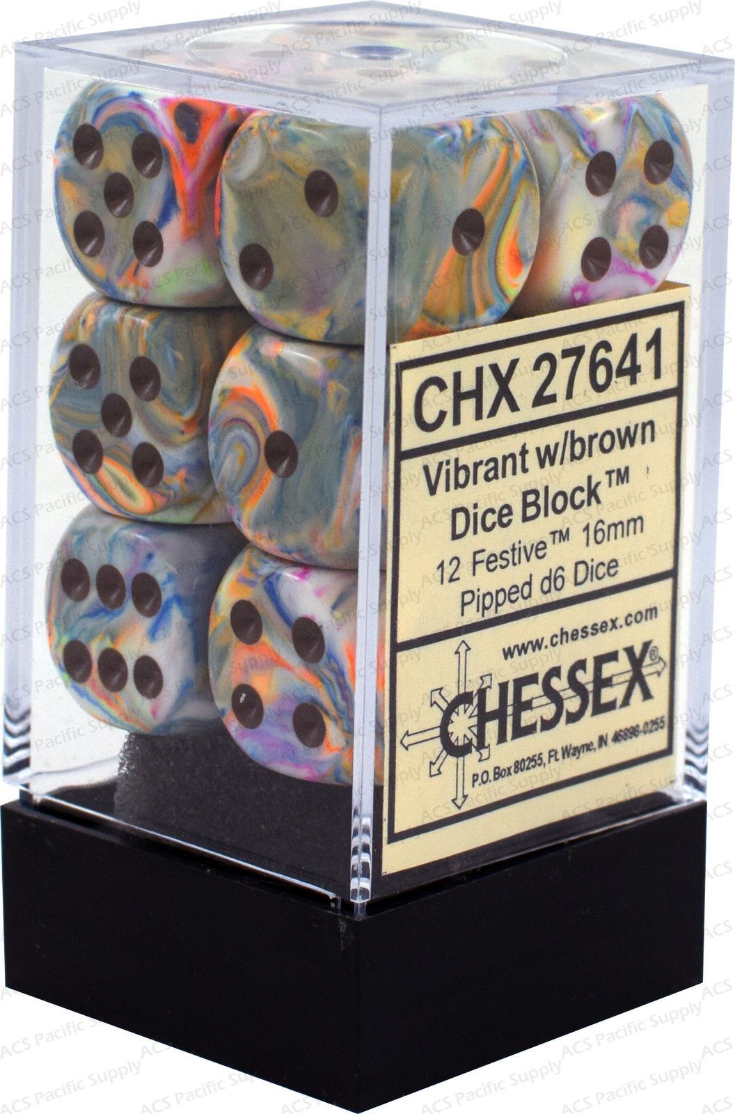 CHX 27641 Festive 16mm d6 Vibrant/Brown Block (12)