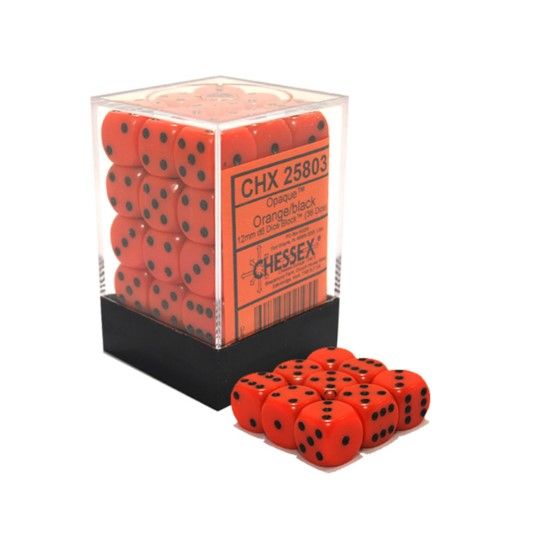 CHX 25803 Opaque 12mm d6 Orange/Black Block (36)