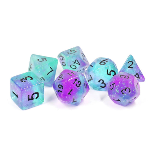 Sirius Dice - Peacock Glowworm Dice Set 7