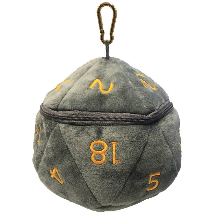 D&D D20 Plush Realmspace Grey and Orange Dice Bag