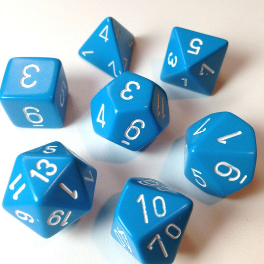 CHX 25416 Opaque Polyhedral Light Blue/white 7-Die Set