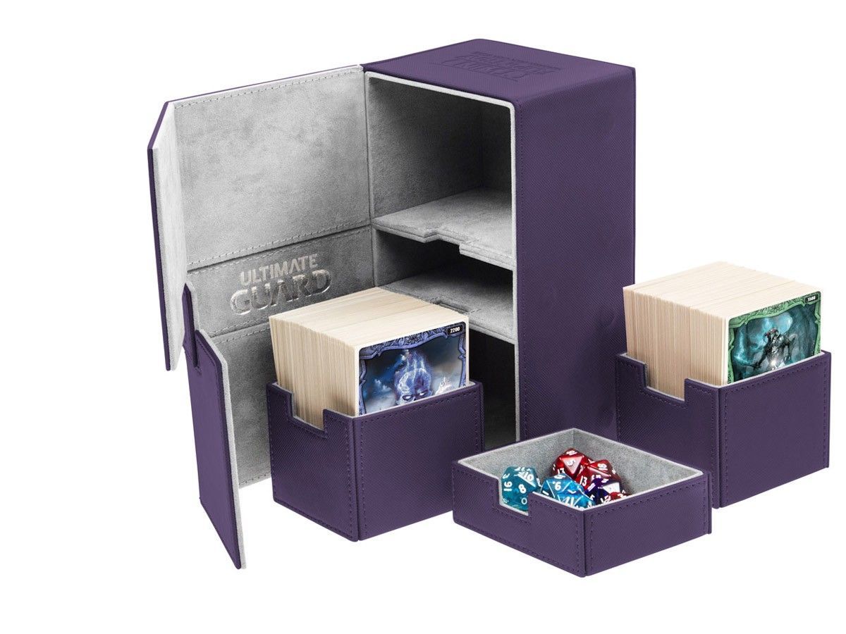 Ultimate Guard Twin Flip n Tray Deck Case 200+ Standard Size XenoSkin Purple Deck Box